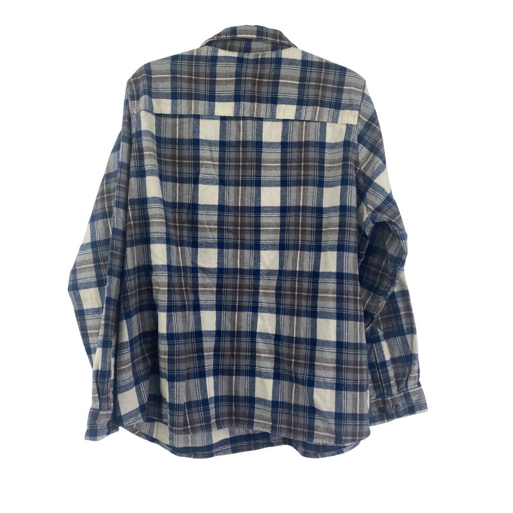 LL Bean Scotch Plaid Flannel Shirt Womens 2X Beige Blue Relaxed Fit 278975 - Picture 4 of 9